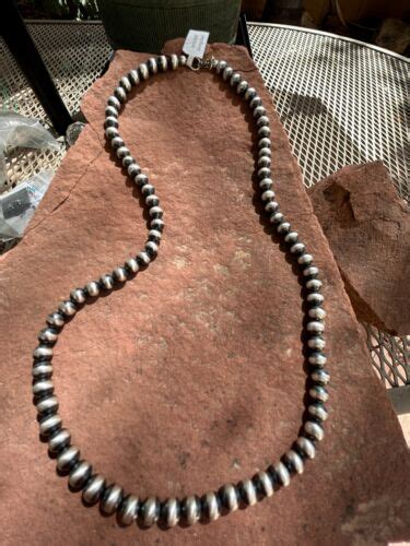 Navajo Pearl Style 5mm Oxidized Sterling Silver Bead Necklace 24 Jk32