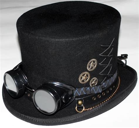 Steampunk Victorian Gothic Genuine Wool Mens Mad Hatter Top Hat With