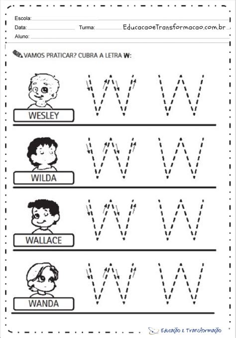 Atividades De Pontilhado A Letra W Para Imprimir Educa O E