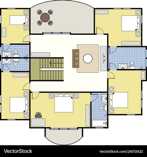 Floorplan Architecture Plan House 1st Floor Upper Vector Image