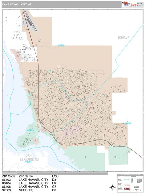 Lake Havasu City Arizona Wall Map Premium Style By Marketmaps
