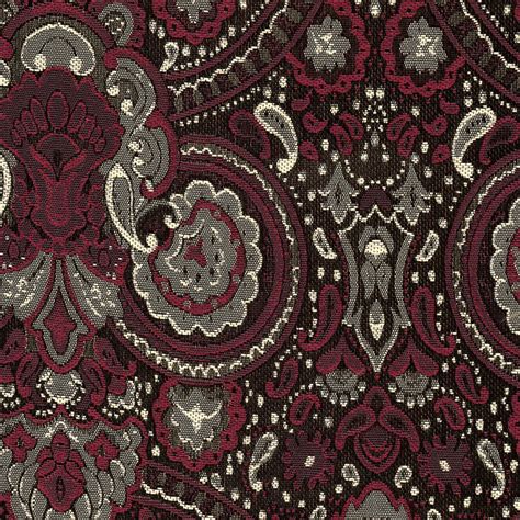 Fabric Polyester Jacquard; RT7817E-002 Paisley, Burgundy - Richard Tie ...