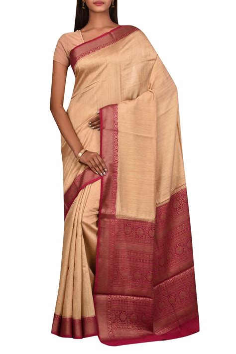 Pure Woven Banarasi Muga Silk Saree With Unstitched Blouse Fabric Banarasishop