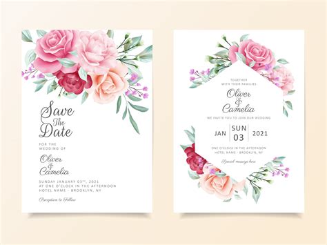 Beautiful Wedding Invitation Card Template Set 683149 Vector Art At