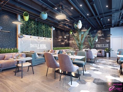 Modern Cafe On Behance Modern Cafe Restaurant Interior Design Cafe