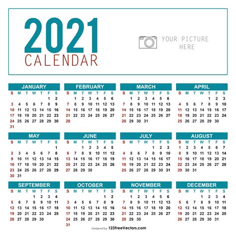Free Yearly Calendar Template 2021