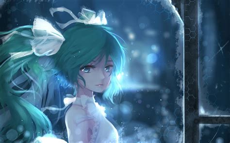 Aqua Eyes Green Hair Hatsune Miku Headdress Long Hair Qys3 Ribbons Vocaloid