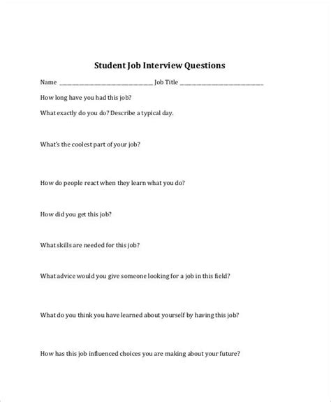 Sample Interview Questionnaire Template