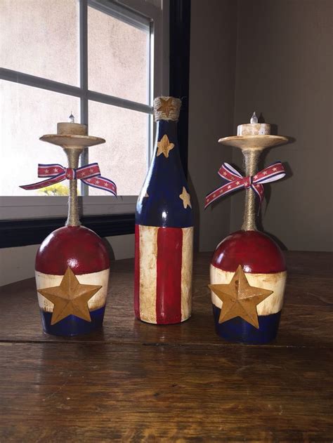 Patriotic Wine Glasses Candle Holders The Keeper Of The Cheerios