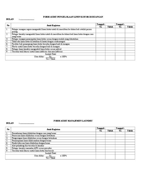 Form Audit Penanganan Linen