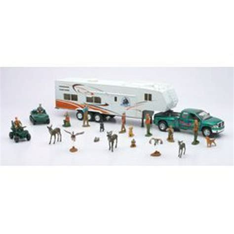 Newray Toy Truck Trailer Camping And Wild Hunting Die Cast Play Set 1