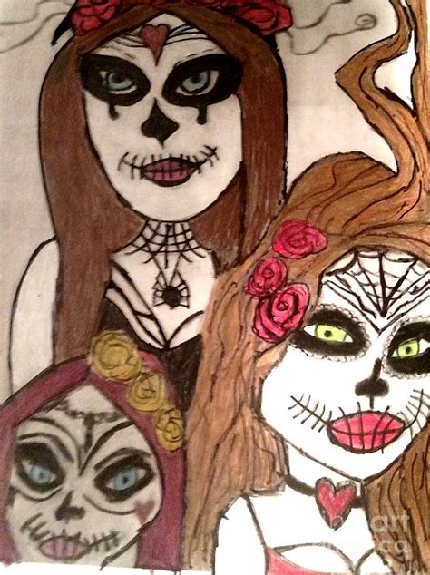 Day Of The Dead Girls Drawing By Shylee Charlton Fine Art America