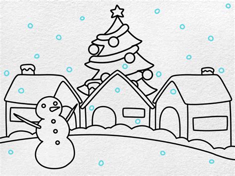 How To Draw A Winter Village Helloartsy