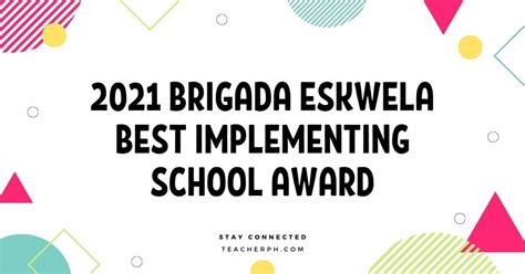 2021 Brigada Eskwela Best Implementing School Award Teacherph