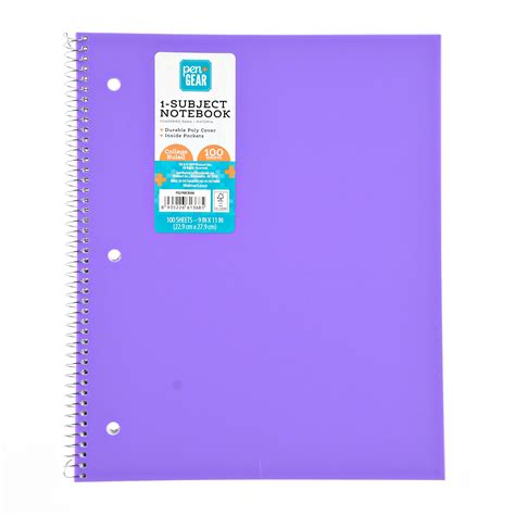 Pen Gear 1 Subject Notebook College Ruled 100 Sheets Purple