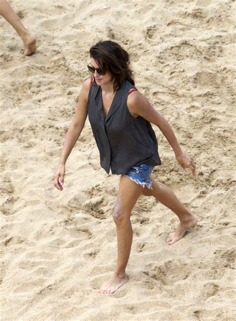 Penelope Cruz In A Red Swimsuit At A Beach In Spain June 2014