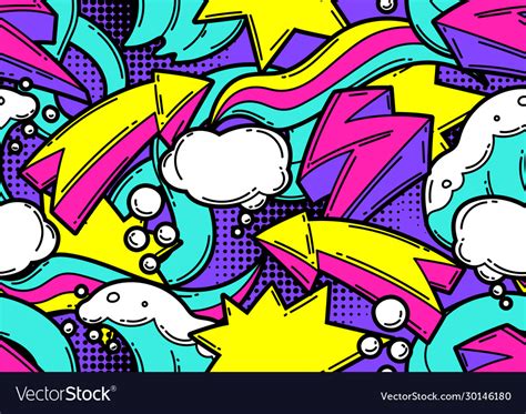 Seamless Pattern With Cartoon Decorative Elements Vector Image