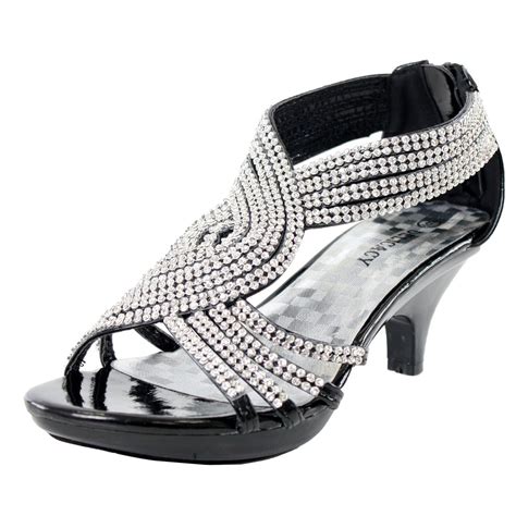 The elegant wedding pumps and lace wedding heels are excellent for the special day. JJF Shoes Angel37 Black Strappy Rhinestone Dress Sandal ...