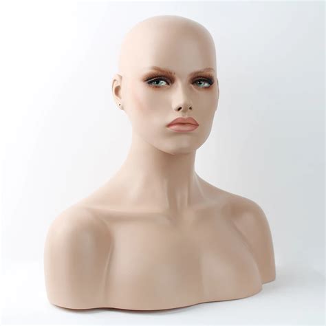 Realistic Fiberglass Female Mannequin Dummy Head Bust For Wigs