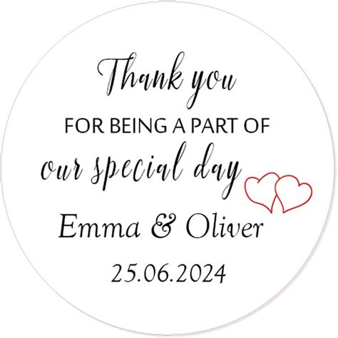 48x Personalised 40mm Wedding Favour Stickers Seals Thank You For