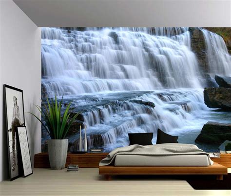Mountain Cliff Waterfall Large Wall Mural Self Adhesive Etsy Large