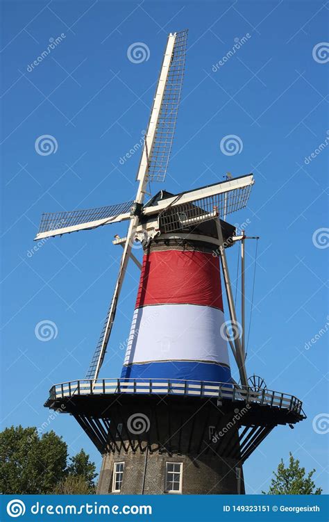 Molen De Valk Windmill In Leiden Netherlands Editorial Photo Image Of Flag Upper 149323151