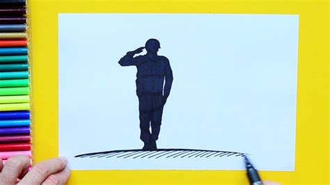 How To Draw National Day Soldier Saluting Youtube