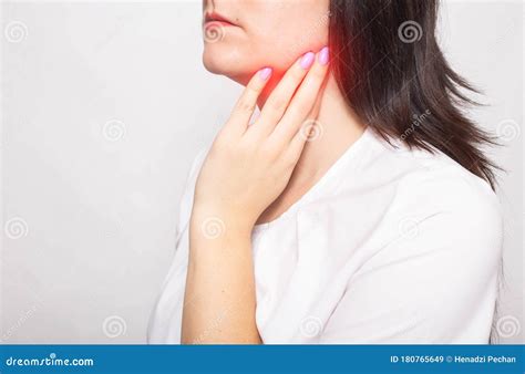 The Girl Clings To The Inflamed Salivary Gland In Which Pain Concept