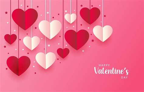 Beautiful Pink Happy Valentines Day Background With Love Hearts And