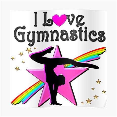 I Love Gymnastics Super Star Design Poster By Jlporiginals Redbubble