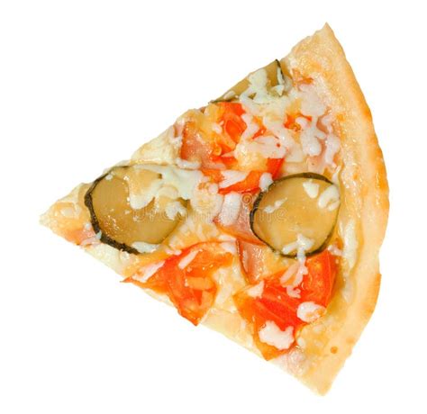 Yummy Slice Of Pizza With Tomato Cucumber And Cheese Stock Image