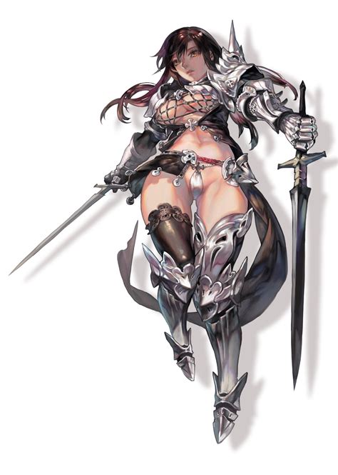 Aoin Original Highres 1girl Armor Bikini Armor Boots Breasts
