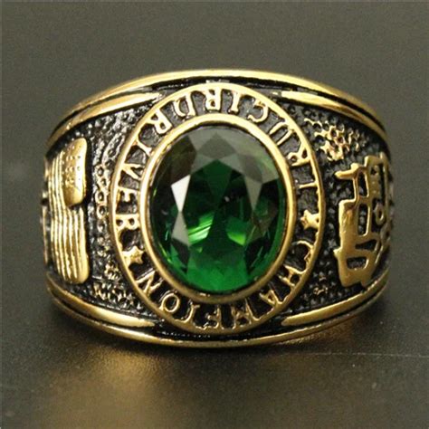Newest Gold Biker Ring With Green And Blue Stone 316l Stainless Steel