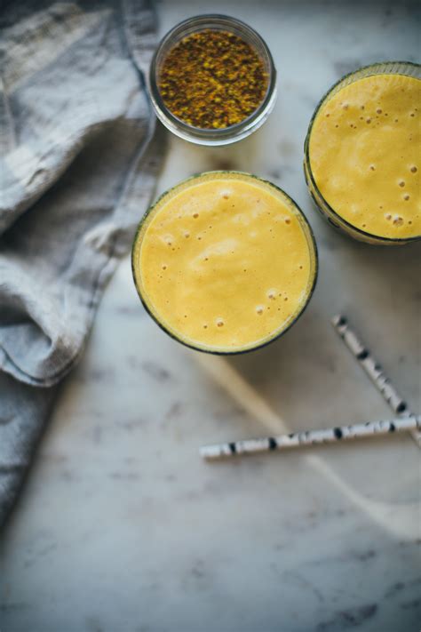 Turmeric Mango Smoothie With Bee Pollen Ginger And Maca — Will Frolic