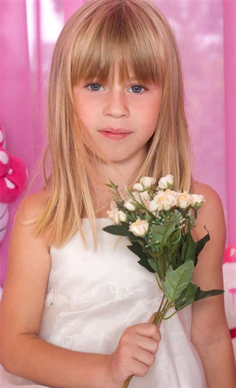 Beautiful Tender Girl I Holds Bouquet Of Flowers Stock Photo Image Of