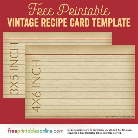 Vintage Recipe Card Template Free Printables Online Recipe Cards