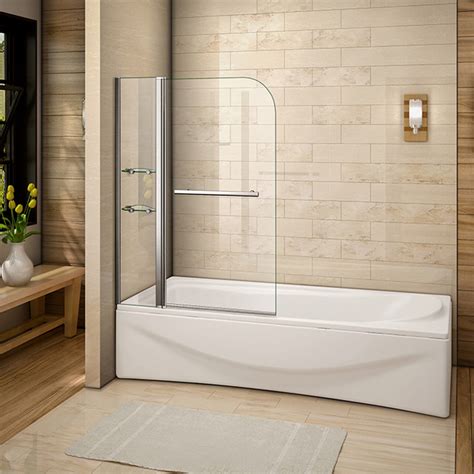 Chrome 240 Pivot Bath Shower Screen 1000x1500mm Glass Shelves Easy