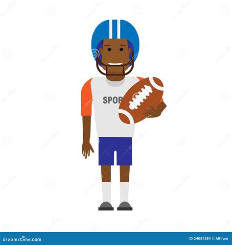 Black Sportsman Football Player Stock Vector Illustration Of Isolated