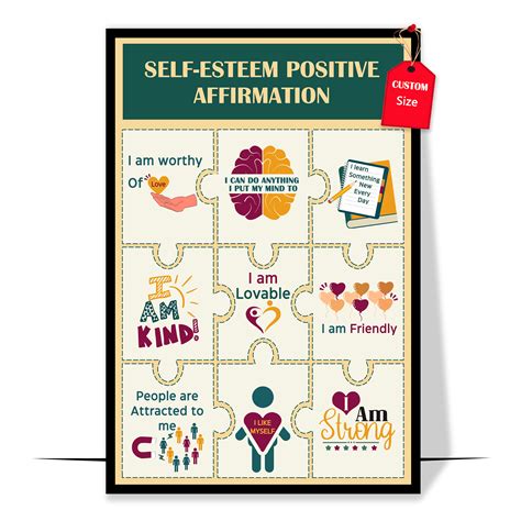 Loluis Self Esteem Positive Affirmations Poster Mental Health Posters