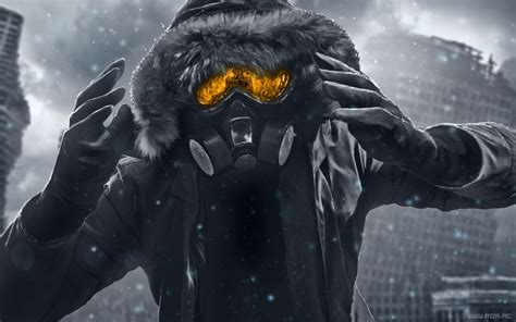 Free Download Hd Wallpaper Snow Gas Masks Masks Digital Art Artwork