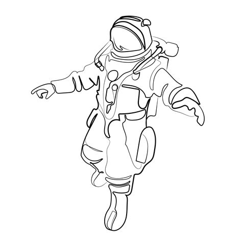 Astronaut One Continuous Line Drawing Vector Simple Illustration