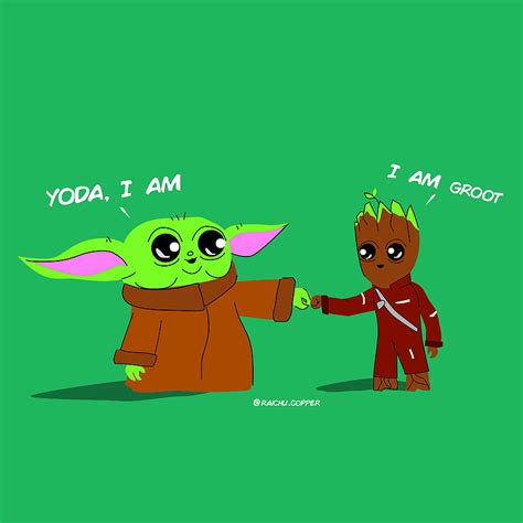 Baby Yoda Meets Baby Groot Marvelstudios Baby Yoda And Groot Hd