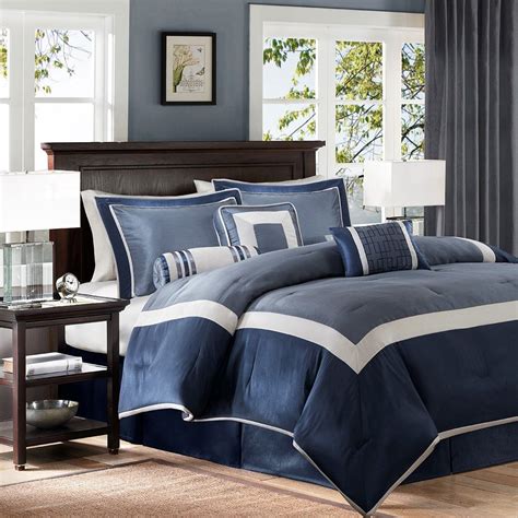 There are even bed comforters sets made for kid which have themes like sports for boys or flower for girls and many more. Cal King Size Genevieve 7 Piece Comforter Set Blue Trendy ...