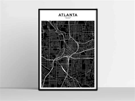 Atlanta City Map Atlanta Map Print Atlanta Map Download Map Etsy