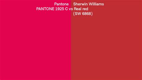 Pantone 1925 C Vs Sherwin Williams Real Red Sw 6868 Side By Side