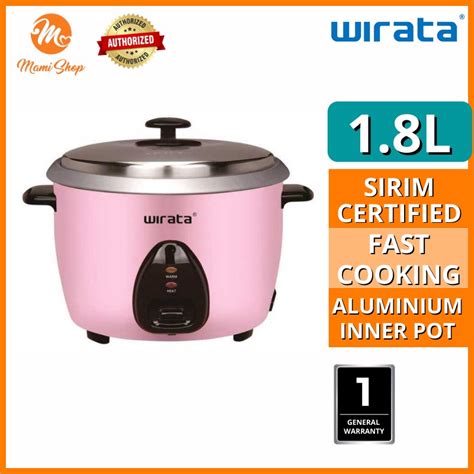 wirata 1 8l rice cooker rc 818 fast cooking rice cooker 1 year warranty periuk nasi 1 8