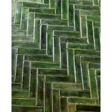 Tiles Mosaic Green Herringbone Etsy