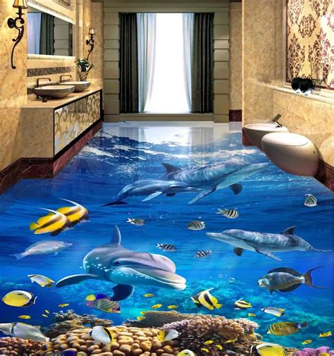 Tile Flooring Bathroom Photo Wallpaper Custom Self Adhesive Wallpaper
