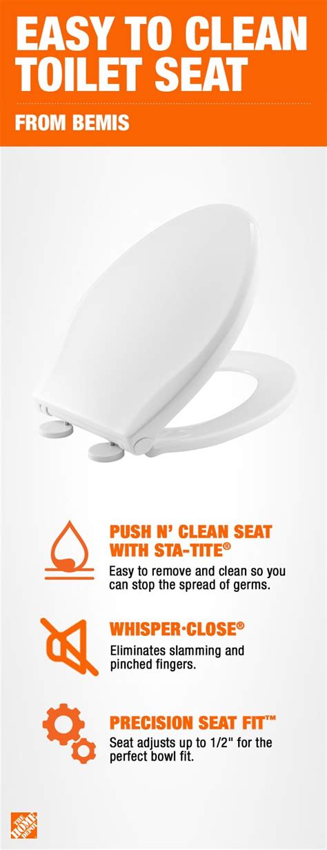 Bemis Push Nclean Elongated Closed Front Toilet Seat In White 1597slow