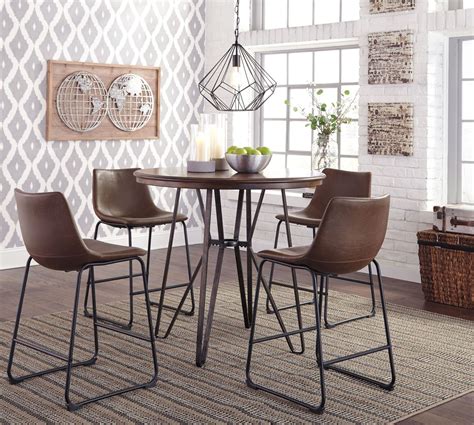 Centiar Two Tone Brown Round Counter Height Dining Room Set From Ashley